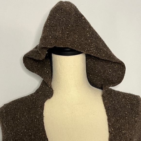 Vince 100% Cashmere Hoodie Sweater Wrap - Brown Sz Small - Picture 4 of 11